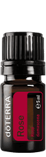 DoTERRA Rose ätherisches Öl in dunkler Flasche für Wechseljahre.